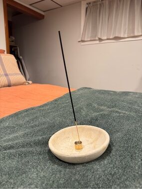 Stone Incense Holder with Gold Accent